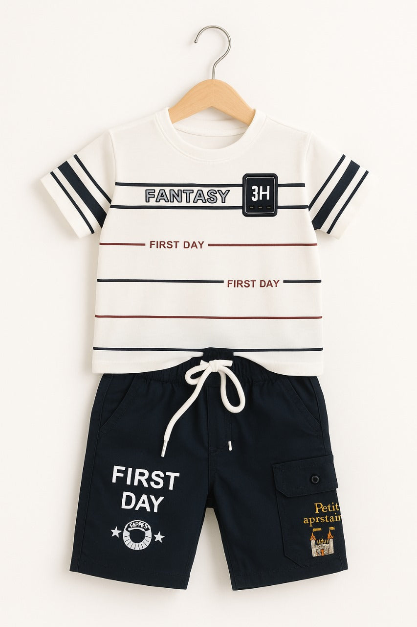 Fantasy “First Day” Shorts Set-black