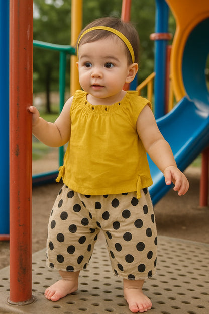 Cute Polka Dot Top & Pants Outfit