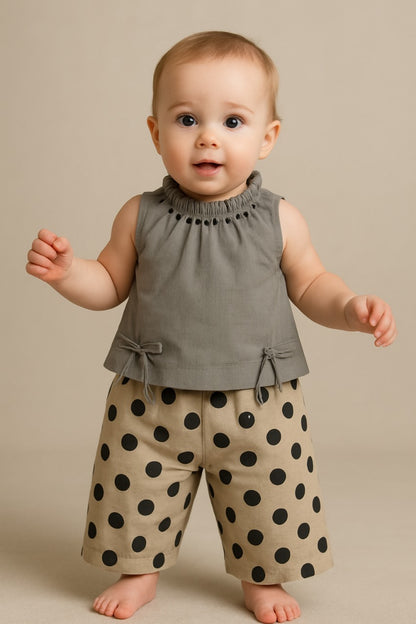 Cute Polka Dot Top & Pants Outfit
