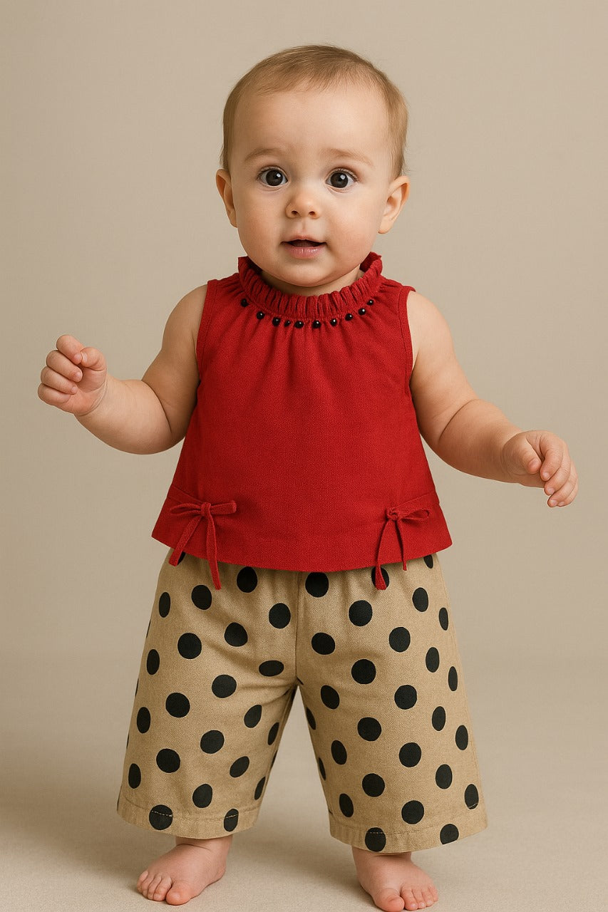 Cute Polka Dot Top & Pants Outfit