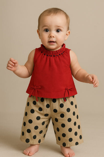 Cute Polka Dot Top & Pants Outfit