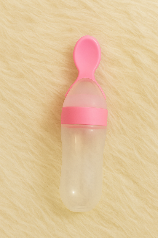 (2 Pcs)- Silicone Baby Feeding Bottle with Soft Spoon Dispenser