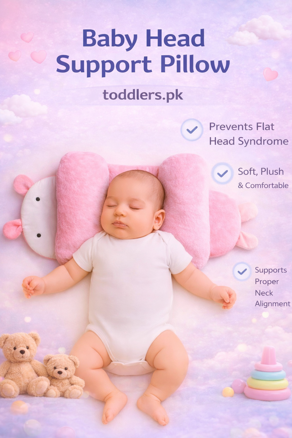 Adjustable Baby Head Support Pillow (Randomly Dispatched)