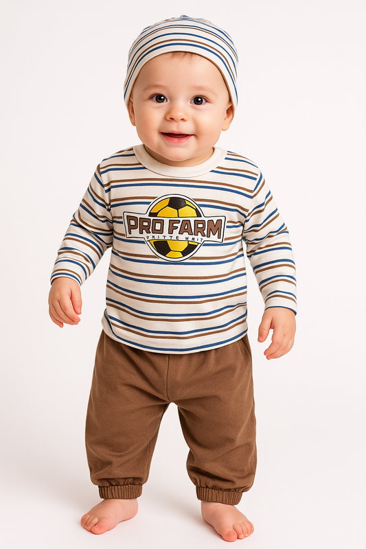 “Pro Farm Soccer Champ” 2‑Piece Baby Outfit - Brown