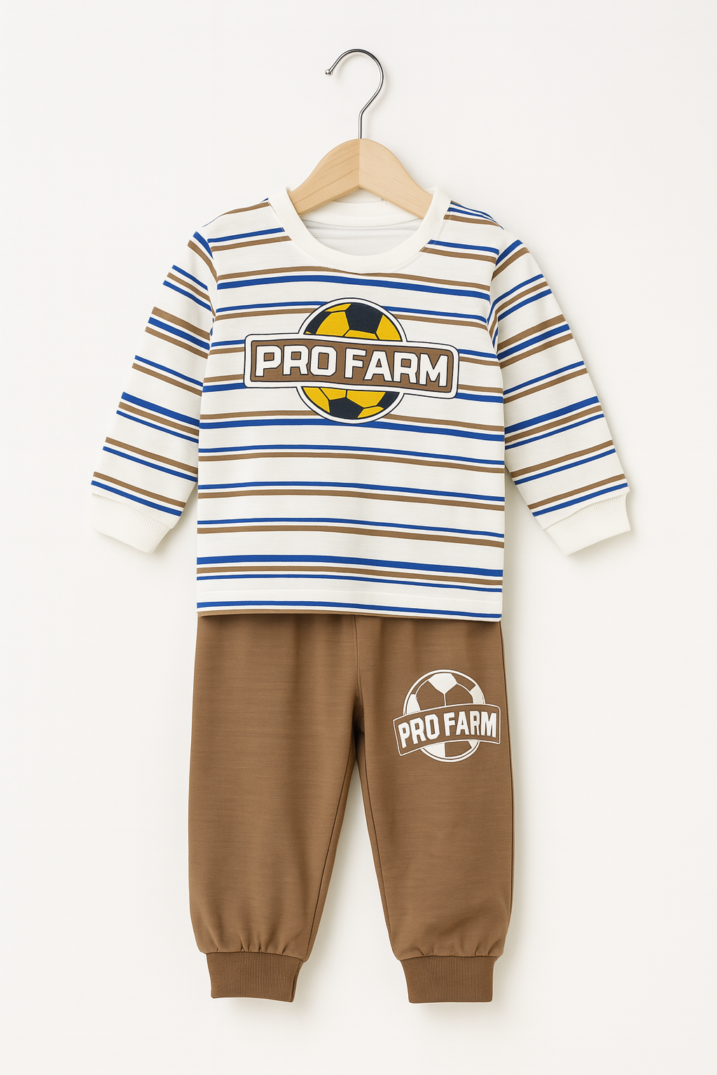 “Pro Farm Soccer Champ” 2‑Piece Baby Outfit - Brown