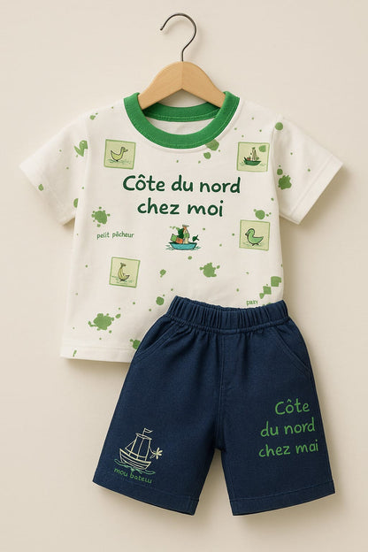 “Côte du Nord chez Moi” 2-Piece Baby Tee & Shorts Set