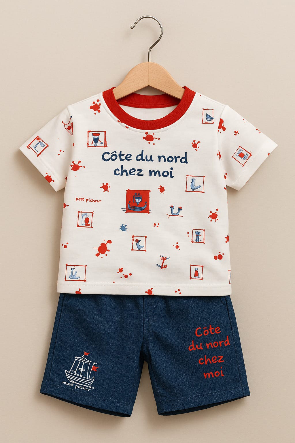 “Côte du Nord chez Moi” 2-Piece Baby Tee & Shorts Set