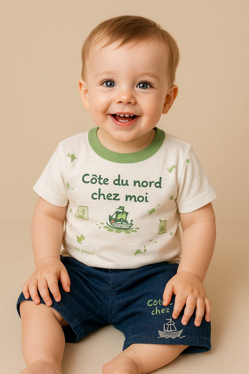 “Côte du Nord chez Moi” 2-Piece Baby Tee & Shorts Set