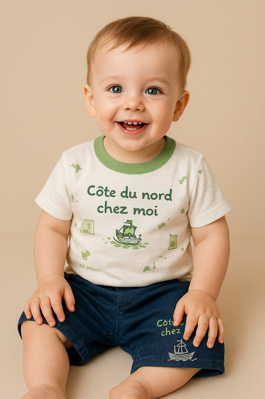 “Côte du Nord chez Moi” 2-Piece Baby Tee & Shorts Set