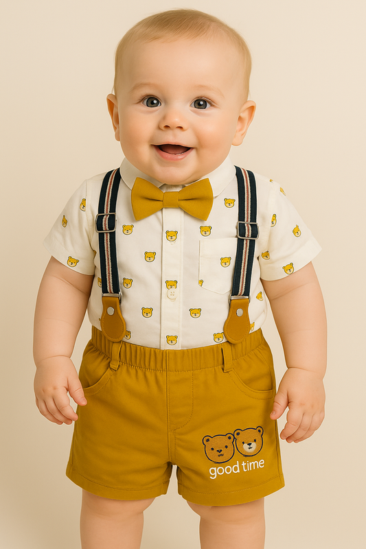 Cute Suspender Outfit-Mustard