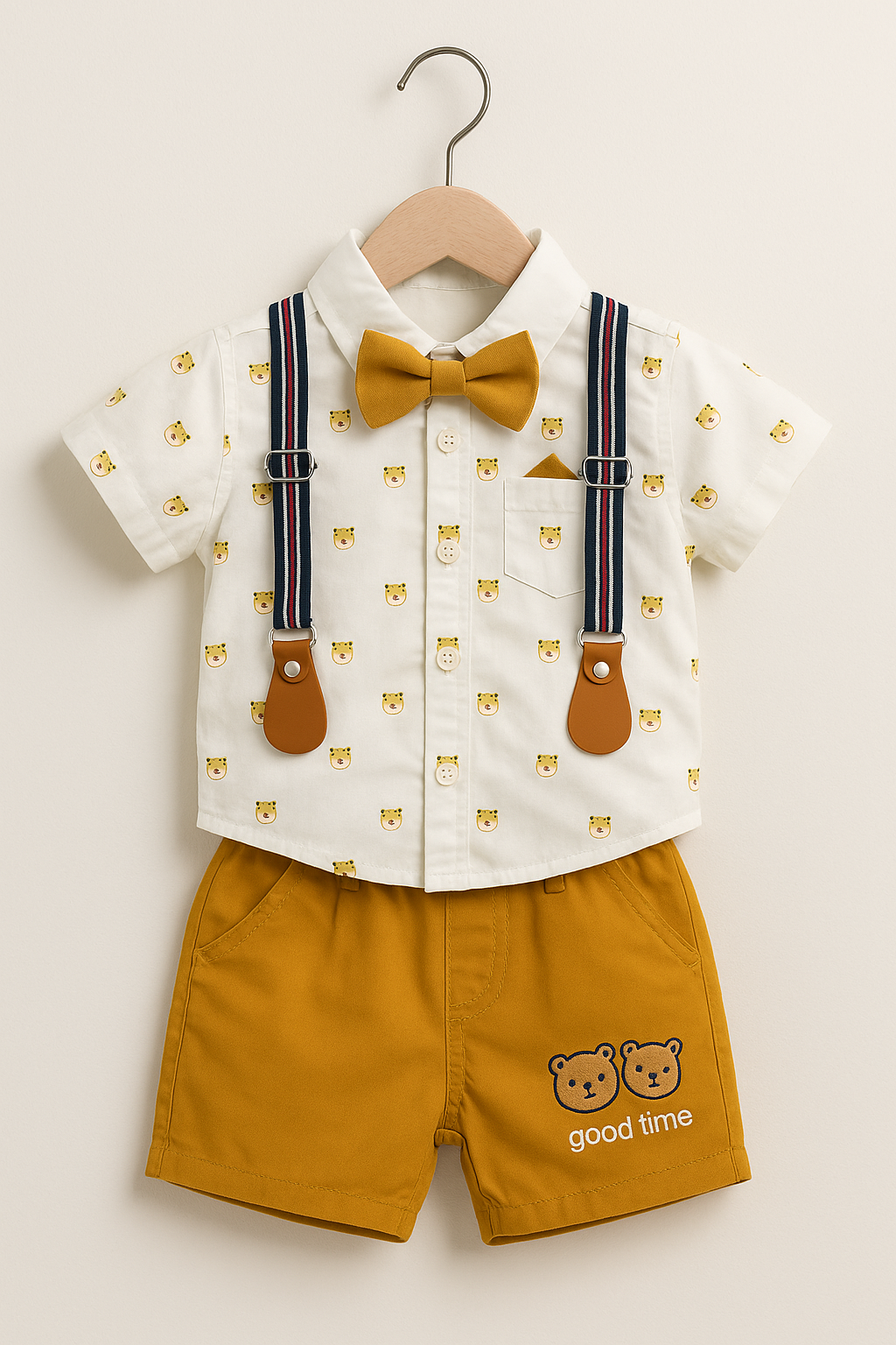 Cute Suspender Outfit-Mustard