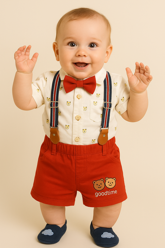 Cute Suspender Outfit-Red