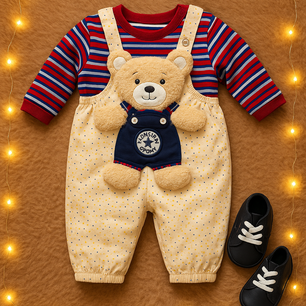 Bear Romper set with shoes-skin