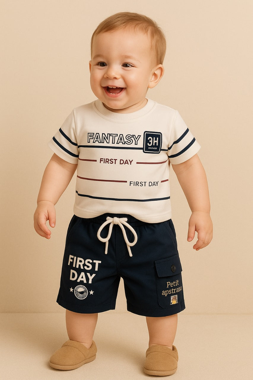 Fantasy “First Day” Shorts Set-black