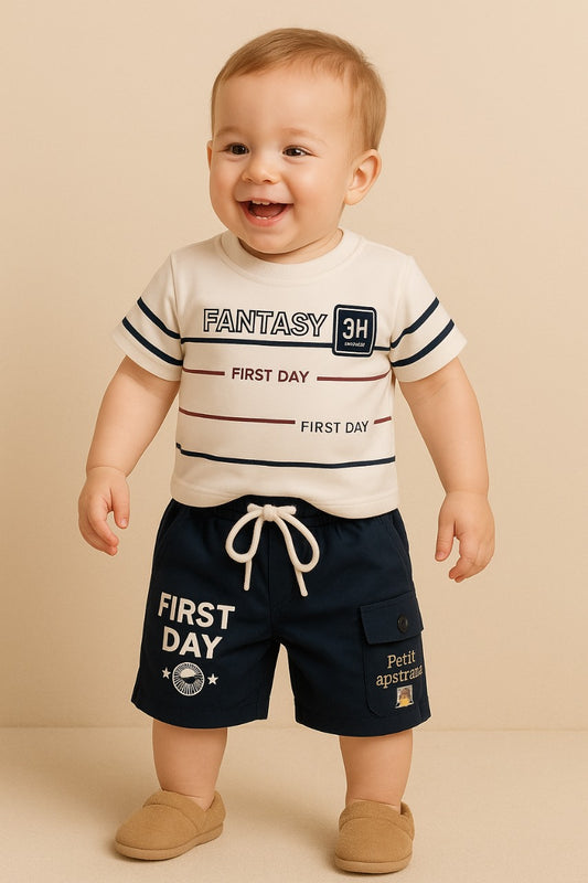 Fantasy “First Day” Shorts Set-black